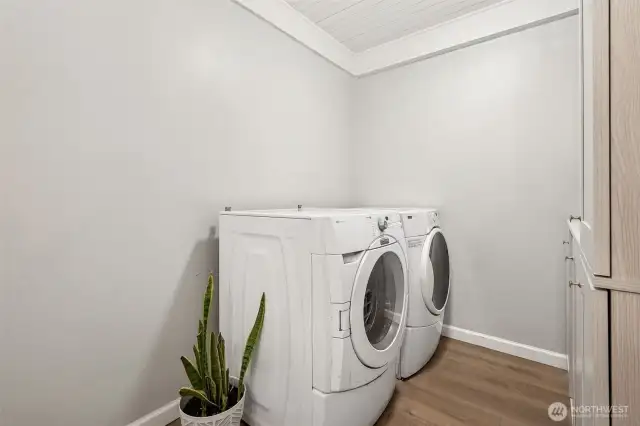 Well-Organized Laundry Space Featuring Generous Cabinetry