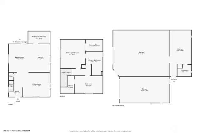 Full Property Floorplan – Main Home (Both Levels) and Shop Layout