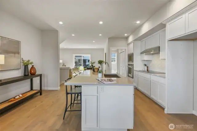 Kitchen with island and eating space
