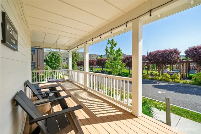 Front porch facing park