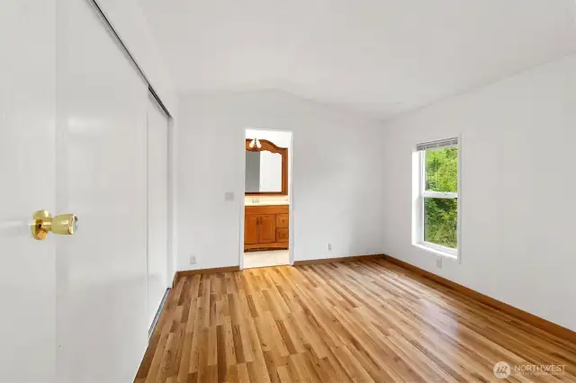 Primary bedroom off of the kitchen