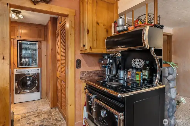 Convenient in-home washer and dryer combo + built in Wine Fridge