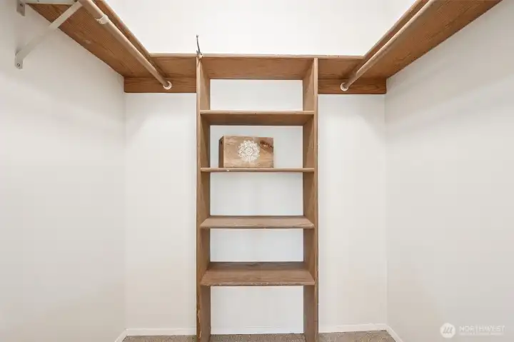 Here is the walk in closet in the primary suite.