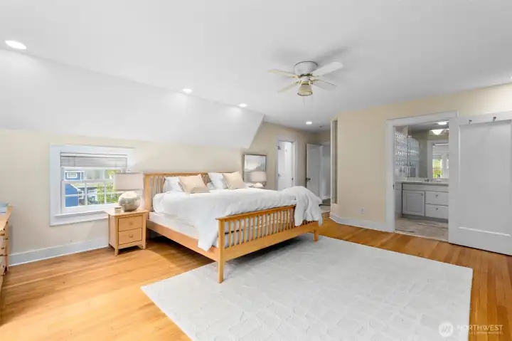 The oversized primary bedroom is a true retreat.