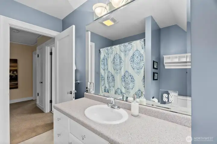 The full bathroom on the upper level.