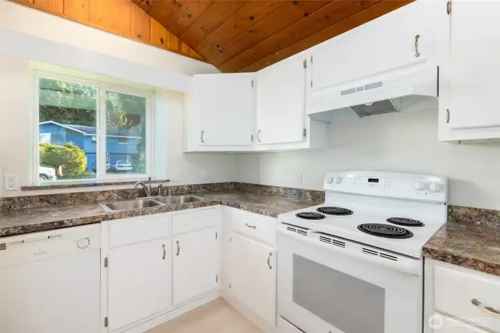 New window, kitchen sink and fixtures. Lots of resh paint and new flooring.