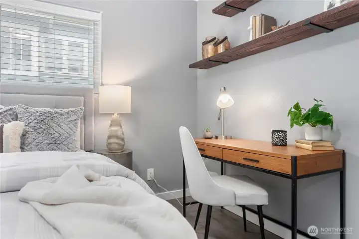 Shelves and Desk area in Primary bedroom