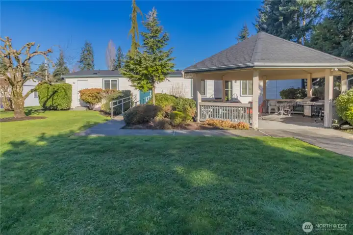 Community outdoor space with covered gazebo