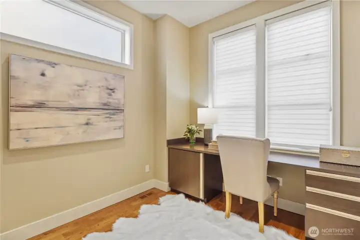 Main floor office with custom built-ins.