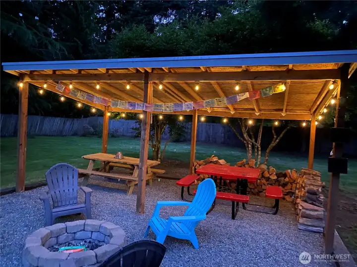 Outdoor picnic lit up