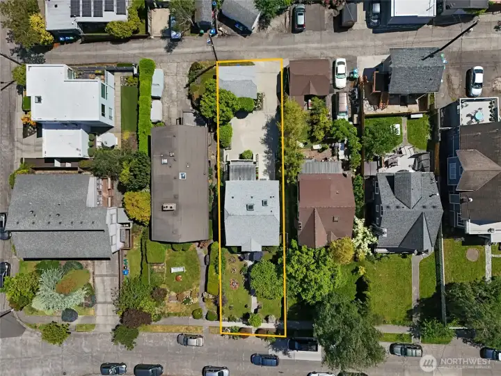 Another birdseye view from west frontage to eastside backyard. Another birdseye view from west frontage to eastside backyard.