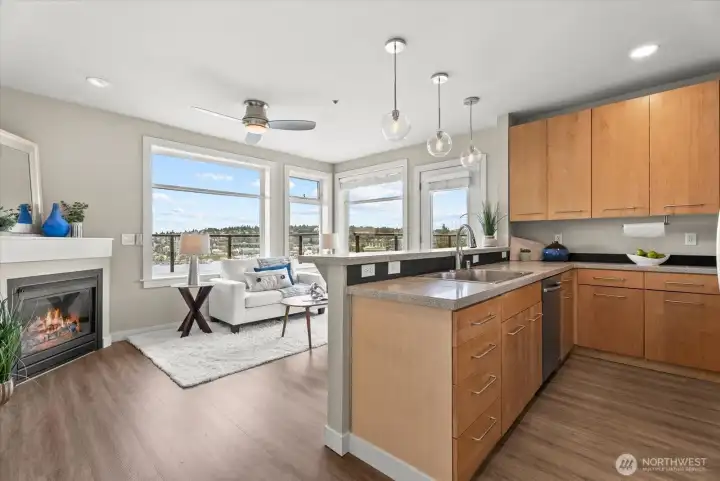 Open kitchen to living room