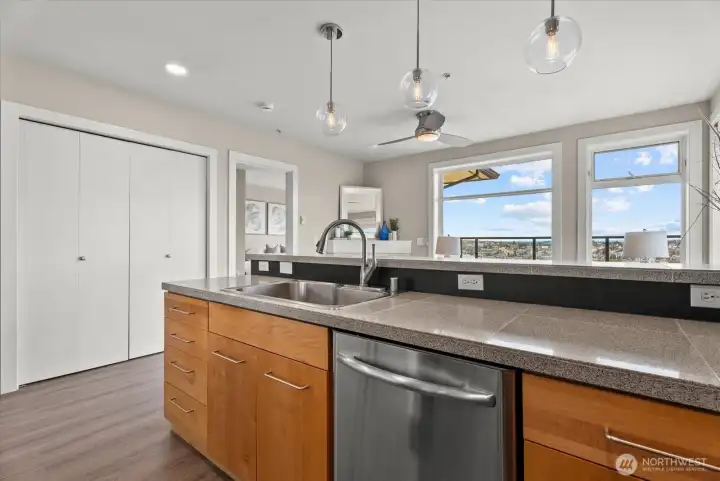Dishwasher convenient to oversized sink