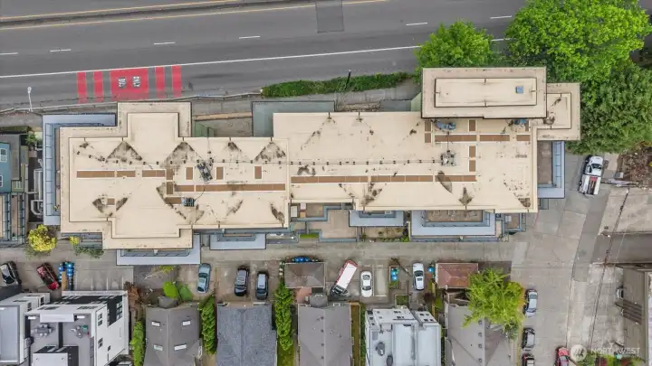 An aerial view of the complex