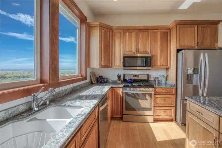 Kitchen sink overlooking the Dunes and Ocean. Kitchen sink overlooking the Dunes and Ocean.