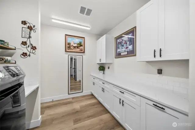 Large utility/laundry space with upgraded custom cabinetry