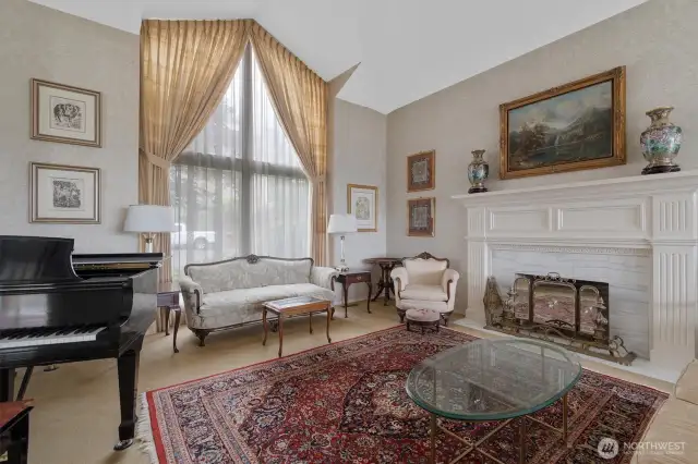 Living room with fireplace.