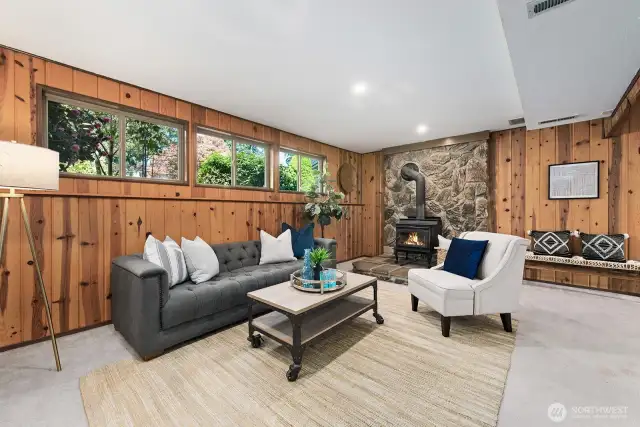 Your wood burning stove on this level will radiate warmth during the winter.