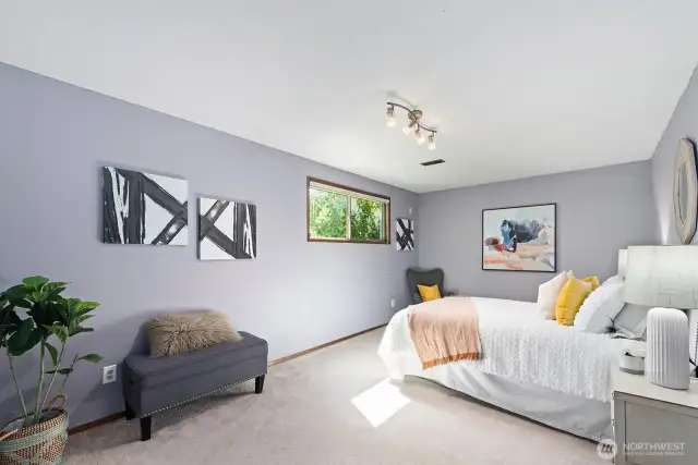 The lower level bedroom is huge! You can fit a King bed here easily.
