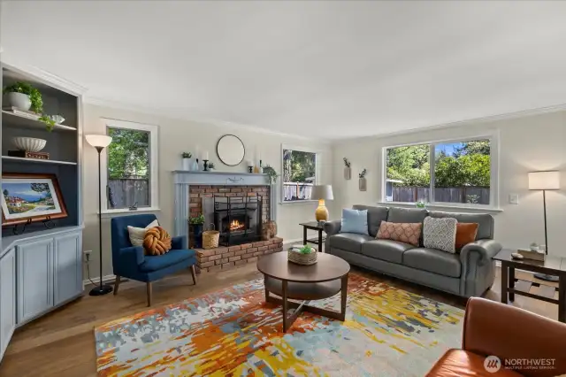 Wood-burning fireplace & wonderful natural light!