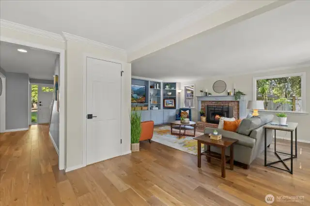 Newly installed engineered hardwood floors.
