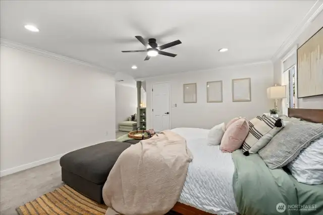 Reading nook & extra storage space located in the back corner of the room.