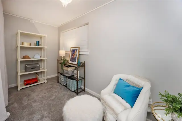 Lower level office, bedroom or large walk-in closet.