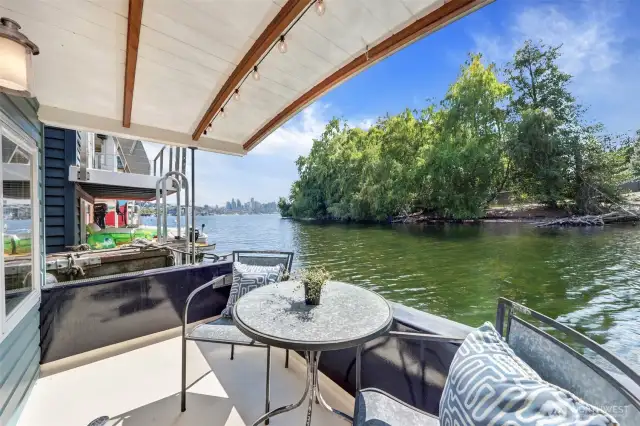 The lower level deck is covered for all seasons to enjoy the outdoor space.