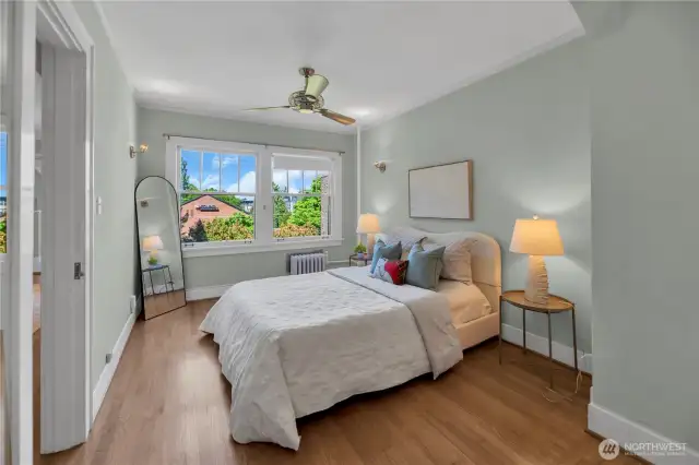 Ceiling fan in bedroom
