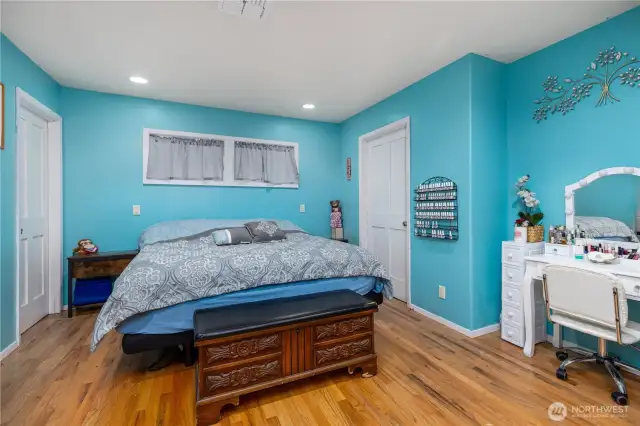 Master suite with bathroom and slider to back yard