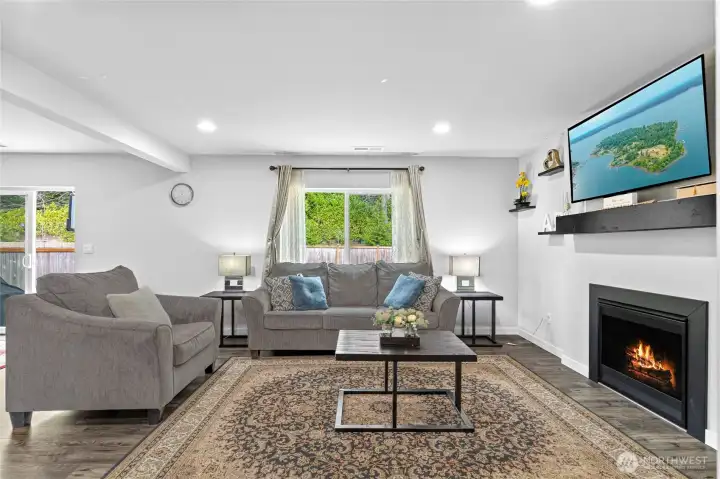 living room with windows