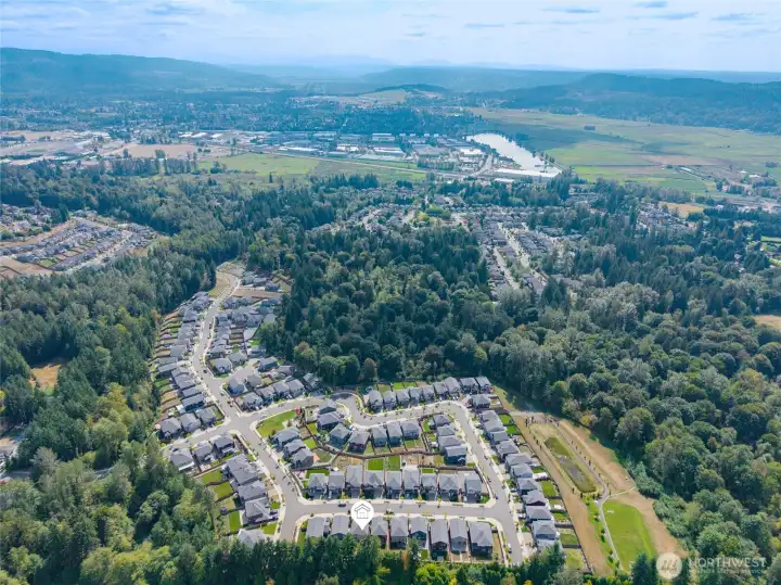 drone shot neighborhood