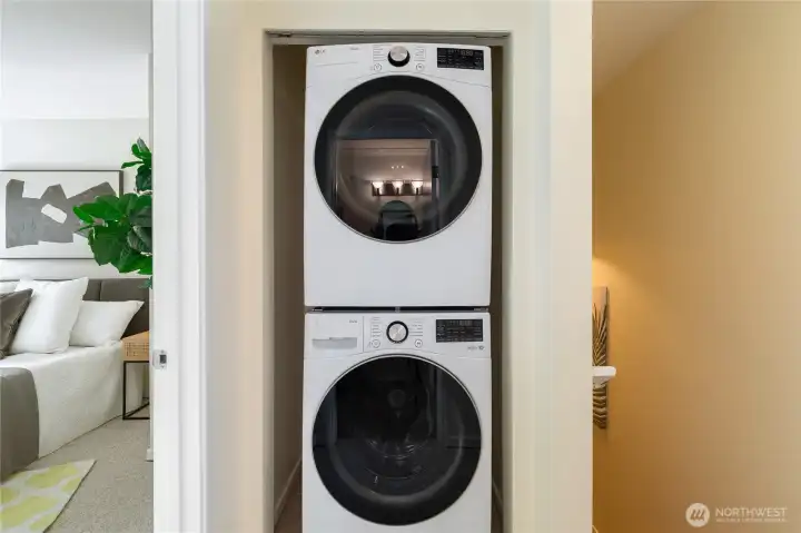 Convenient upper level laundry