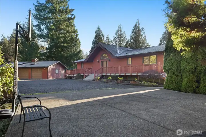 View from the basketball court towards the home
