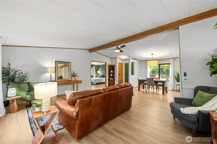 Open concept living and dining for comfortable living and entertaining.