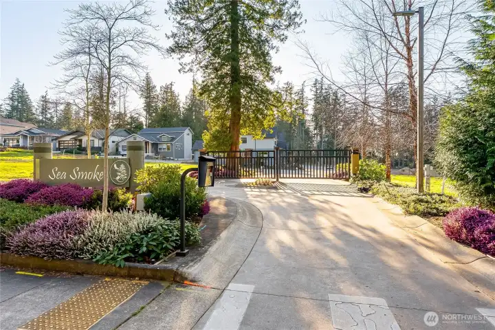 Gated entrance into the private and secure Sea Smoke new construction development.