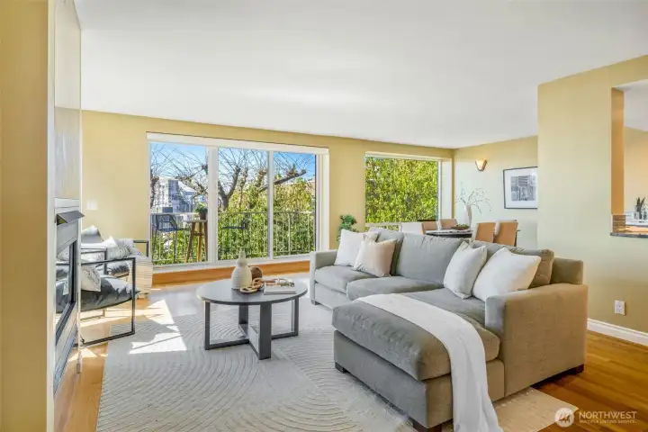 This lovely home flows so well. The new windows keep it nice and cool. Oak hardwood floors throughout the main living areas.