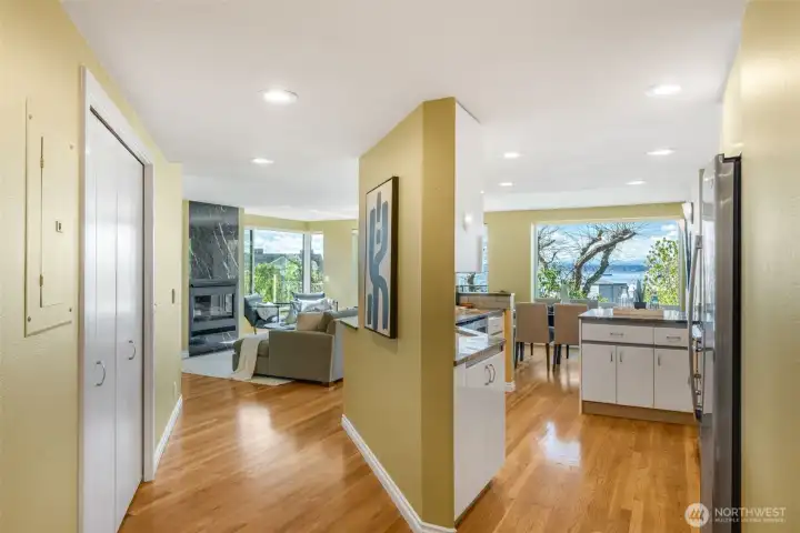 To the left is a large pantry storage.