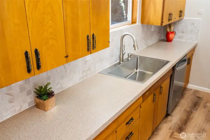 New countertops and tile backsplash