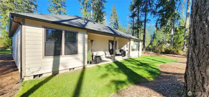 Enjoy the golf course view from the back patio.