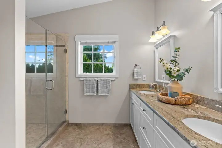 primary bathroom with walkin shower