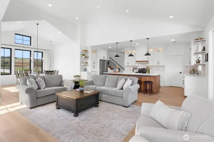 Great Room -  Living Room, Dining Room and Kitchen.