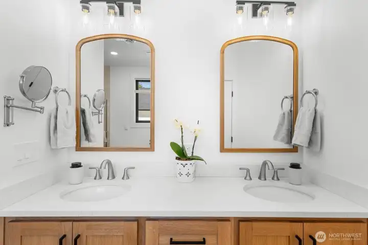 Primary Bathroom with double vanities.