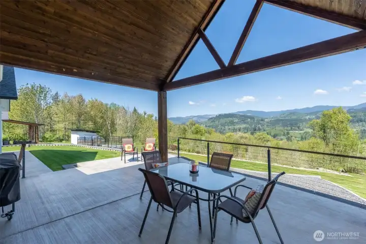 Patio looking out to the 180 degree view of the  Cascade Foothills