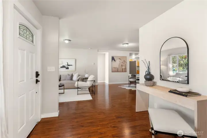 View from foyer to living room