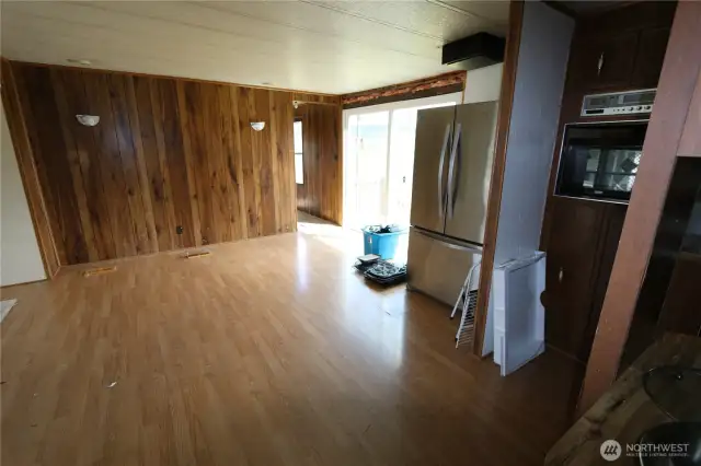 Another angle of the family room, with the kitchen conveniently located just to the right.