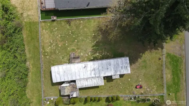 A great overhead look at the home and lot.