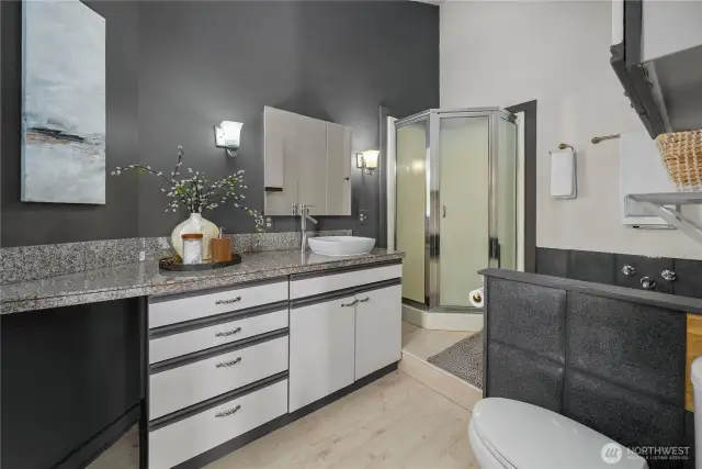 This is the upper level private primary bath.