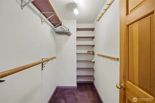 This walk in closet is in the upper primary bedroom.