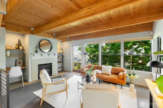 Cozy gas fireplace
